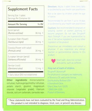Sinupret Adult Strength Herbal Supplement for Fast-Acting Sinus & Immune Support - 50 Tablets - Buy Online on GoSupps.com