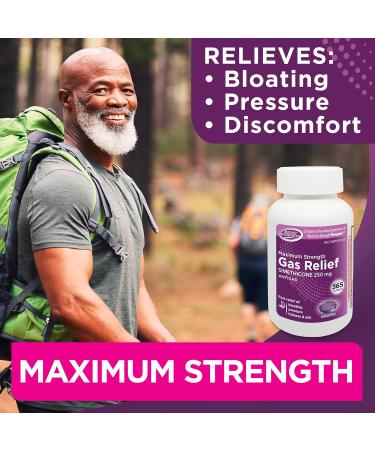Gas Relief Maximum Strength Simethicone 250 mg (365 Softgels) Fast Relief from Gas Bloating Fullness Painful Discomfort Compare to Maximum Strength Phazyme Active Ingredient 365 Count (Pack of 1) - Buy Online on GoSupps.com