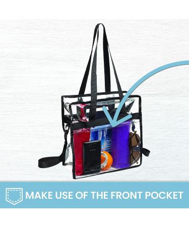 Clear Stadium Approved Tote Bag with Double Zippers - Black | Adjustable Straps for Men, Women, Kids - Buy Online on GoSupps.com