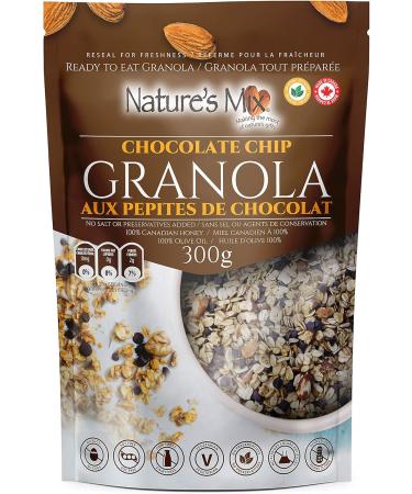 Nature's Mix Chocolate Chip Granola with Dairy Free & Soy Free Chocolate - Canadian Locally Made - Vegetarian and Kosher Certified Chocolate Chip Granola 300 Grams Brown Black Brown 300 g (Pack of 1) 312 - Buy Online on GoSupps.com