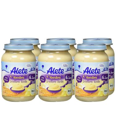 Alete Organic Evening Porridge Grißbrei Vanilla - Baby Food (6 x 190g) | Organic Quality No Palm Oil & Sugar Additives 6 Months+ - Buy Online on GoSupps.com