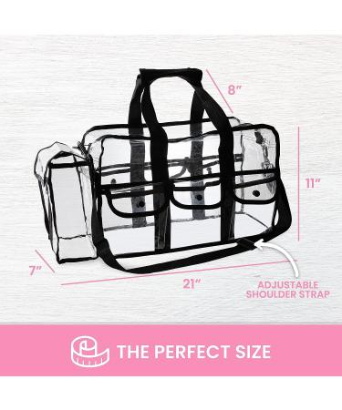 Large Clear Makeup Organizer Bag with Sturdy Zipper, Adjustable Strap, and 4 Exterior Pockets - 17 x 9 x 10 - Ideal for Toiletries - Large Cosmetic Bag - Buy Online on GoSupps.com