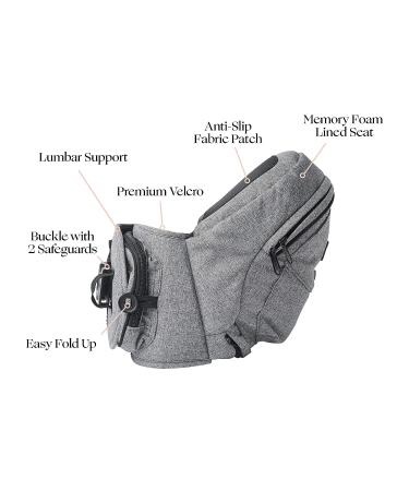 Tushbaby Safety-Certified Hip Seat Baby Carrier - Mom's Choice Award Winner | Seen on Shark Tank | Ergonomic Carrier for Newborns & Toddlers | Grey Color - Buy Online on GoSupps.com