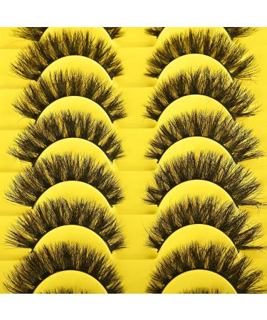 Fluffy Cat Eye False Eyelashes - 10 Pairs Short Mink Lashes for Natural Look | Wispy Volume Lash Pack - Buy Online on GoSupps.com