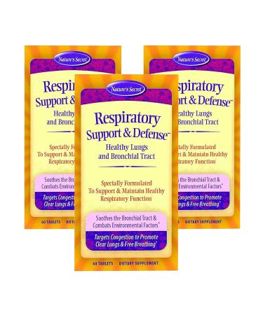 Nature's Secret Respiratory Support & Defense Promotes Healthy Lungs & Bronchial Tract - Natural Soothing 14 Botanical Blend Combats Environmental Factors with NAC Fenugreek & More - 60 Tablets
