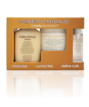 Mixed Chicks Quad Pack - Shampoo 10 fl. oz. Deep Conditioner 8.0 fl. oz. Leave-In Conditioner 10 fl. oz. Hair Silk 1.7 fl. oz