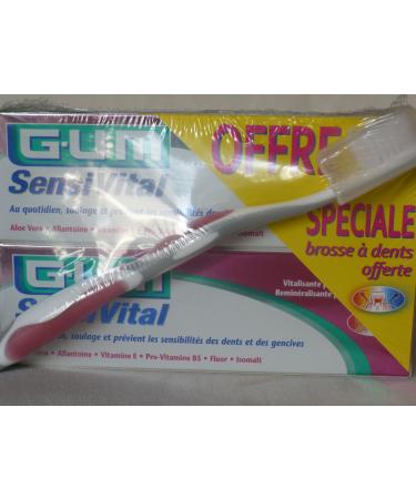 G.U.M SensiVital Toothpaste Pack of 2 Tubes of 75 mL + free brush