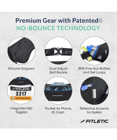 Fitletic Hydra 16 Hydration Belt with Water Bottle Holder, Pockets, and Gel Holder - L/XL Black & Blue - Buy Online on GoSupps.com