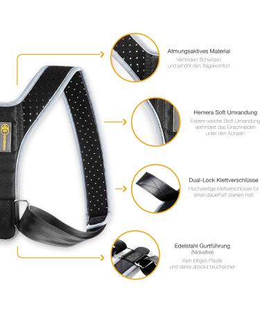 HEMERA Posture Corrector for Back Neck & Shoulder Pain Black XS-M | Ultimate Back Support Against Tension - Buy Online on GoSupps.com