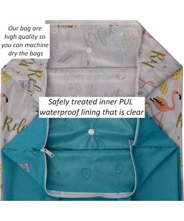 MOM & BAB Wet Bags 13.5 "Wide X 19"High| Water-Resistant |Odour Proof| Washable & Reusable | for: Cloth Diapers Daycare Wipes Towels Soiled Scrubs/Clothing Swimsuits (White & Green) "Relax" & Turquoise - Buy Online on GoSupps.com