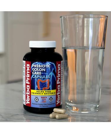 Yerba Prima Prebiotic Colon Care Capsules - 180 Count (Pack of 2), Gluten Free, Proudly Made in The USA, Non-GMO, Soluble & Insoluble Fiber, Supports A Healthy Functioning Colon 2 Count (Pack of 180) - Buy Online on GoSupps.com