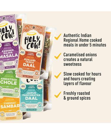 Holy Cow! Daal Curry Kit (5 x 400g) Sambar Dahl Gluten Free Vegan Curry Kit Indian Snacks Indian Ready Meals Yellow Lentils - Buy Online on GoSupps.com