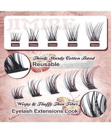 JIMIRE Wispy Spiky Clusters Lash Extension Kit - DIY Volume Individual Lashes Kit with Tweezers - D Curl 10-16MM - Natural Look Home Eyelash Extension - Buy Online on GoSupps.com