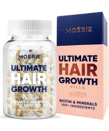 Moerie Ultimate Hair Boost Supplement for Women & Men - Hair Skin Nails Vitamins with Biotin & Minerals for Hair Health - Thicker Hair - 60 Capsules 60 Count (Pack of 1)
