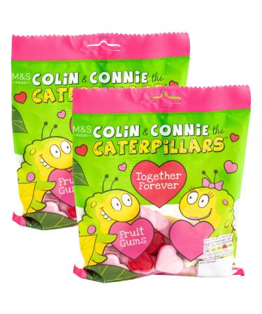 M&S Together Forever Valentines Caterpillar Fruit Flavour Jelly & Foam Gum Sweets Colin/Connie Vegan - Set of 2 x 170g Bags
