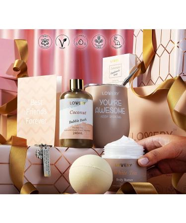 Best Friend Spa Gift Set - Long Distance Friendship Gifts for Women | BFF Birthday & Fathers Day Presents | Wine Tumbler, Bath Bomb, Bubble Bath, and More - Buy Online on GoSupps.com