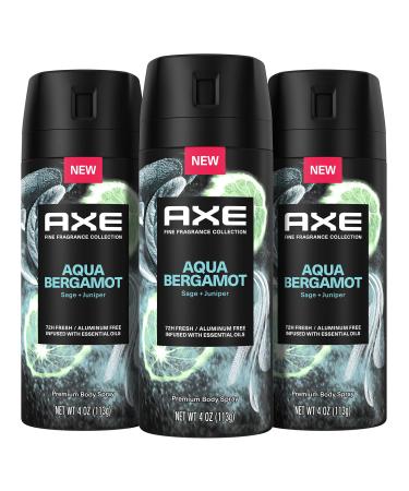 AXE Fine Fragrance Collection Premium Deodorant Body Spray for Men Aqua Bergamot 3 Count with 72H Odor Protection and Freshness Infused with Aqua Bergamot and Sage Essential Oils 4 oz Bergamot 4 Ounce (Pack of 3) - Buy Online on GoSupps.com