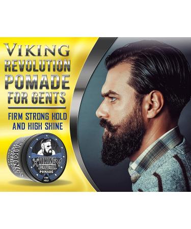 Pomade for Men 4oz - Firm Hold & High Shine by Viking Revolution - Water Based & Easy to Wash Out - Classic Styling (1 Pack) - Buy Online on GoSupps.com
