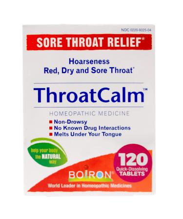 Boiron ThroatCalm Tablets for Pain Relief from Red Dry Scratchy Sore Throats and Hoarseness - 120 Count (Pack of 2) - Buy Online on GoSupps.com
