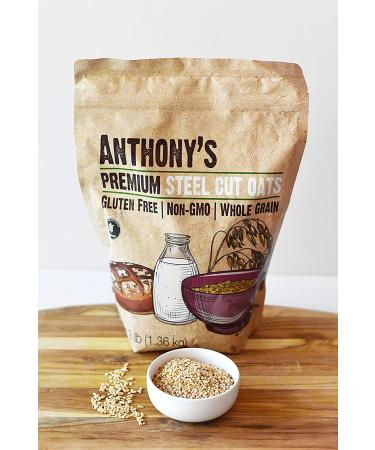 Anthony's Premium Steel Cut Oats 3 lb - Gluten Free Non GMO Irish Oatmeal - Whole Grain - 3 Pound Pack - Buy Online on GoSupps.com