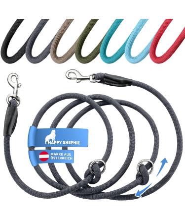 Happyshephie adjustable dog leash 2.5 m - perfect dog leash for medium -sized dogs & large dogs - extremely robust reversal leash & double line - gray 2.5 meters steel gray