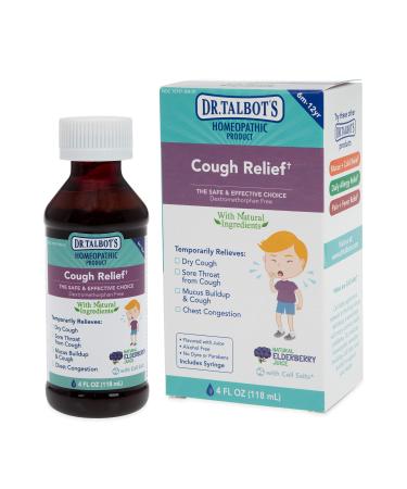 Dr. Talbot's Cough Relief Liquid Medicine with Naturally Inspired Ingredients for Children Includes Syringe Natural Elderberry Juice Flavor 4 Fl Oz 4 Fl Oz (Pack of 1)