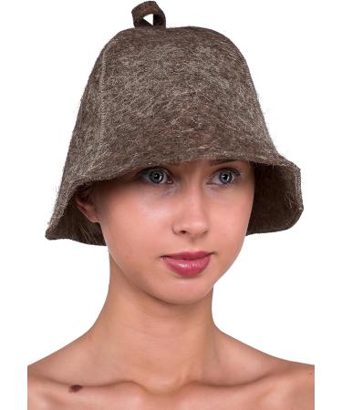 Premium 100% Wool Felt Sauna Hat for Women & Men | Ger3as Wellness Hat with Hook - Dark Felt - Buy Online on GoSupps.com