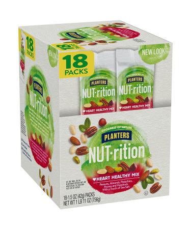 PLANTERS NUT-rition Heart Healthy Mix - On-the-Go Snack, Work, School, Camping & Active Lifestyle - 1.5 Oz, 18 Count - Satisfying Nut Mix, Kosher Certified - Buy Online on GoSupps.com
