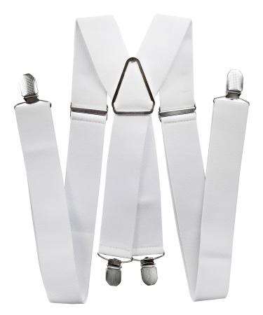 axy Men's White Suspenders Wide 3.5 cm with 4 Strong Clips X-Shape - Buy Online on GoSupps.com