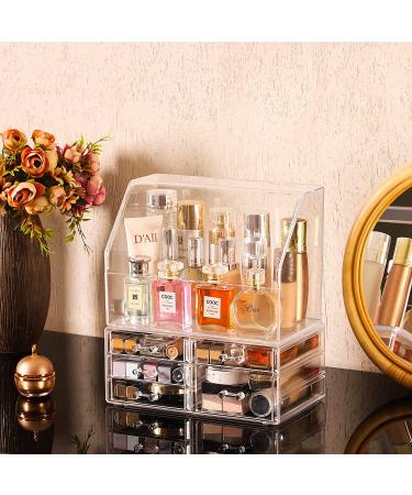 Cq acrylic Clear Makeup Organizer with 5 Drawers & Dust Top - Set of 2 | Cosmetic Display Case for Bathroom Countertop | Stackable & Waterproof Storage Solution - Buy Online on GoSupps.com