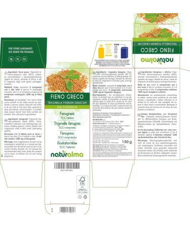 Fenugreek Trigonella (Trigonella foenum-graecum) Naturalma Seeds - 150 g - 300 Tablets - Food Supplement - Natural and Vegan - Buy Online on GoSupps.com
