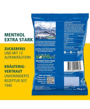 Ricola EXTRA STRONG Menthol Throat Lozenges - Sugar-Free Vegan 13 Swiss Alpine Herbs 75g Bag - International Shipping Available - Buy Online on GoSupps.com