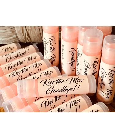 15 KISS THE MISS GOODBYE Bridal Shower Ros Wine Sweetened Lip Balms Bachelorette Party