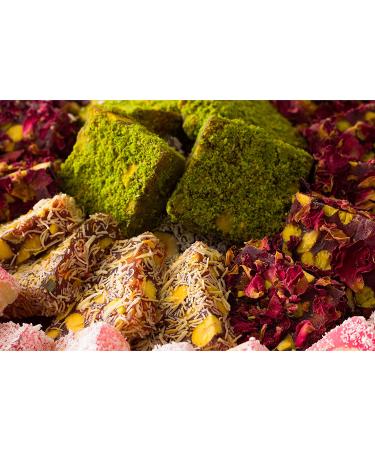 Cerez Pazari Turkish Delight Pistachio Rose & Pomegranate 8.8 oz Luxury Gift Box | Assorted Gourmet Vegan Lokum Candy - Buy Online on GoSupps.com