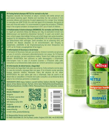 Milva Shampoo for Oily Hair with Nettle Extract - 500 ml Natural Shampoo - Oil-Reducing and Anti-Dandruff Shampoo for Men and Women - Care for Oily Hair - Volume & Shine Shampoo - Buy Online on GoSupps.com
