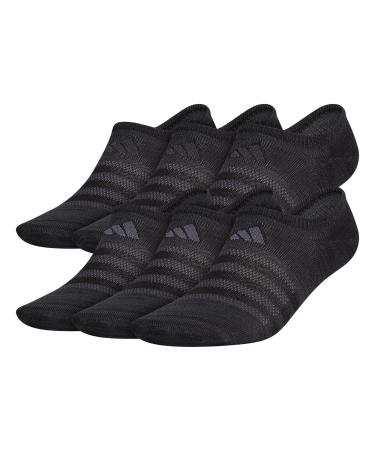 adidas Mens Superlite (6-pair) Super No Show Sock, Black/Night Grey, Large US