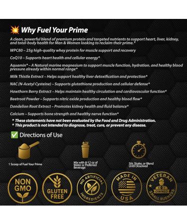 Prime Age Nutrition Fuel Your Prime Whey Protein Chocolate Flavor with CoQ10 and Magnesium Supports Circulation & Liver Function - Buy Online on GoSupps.com