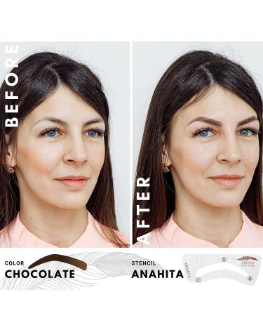 ARYANA NEW YORK Eyebrow Stamp Stencil Kit - Waterproof Brow Pomade Stamp, Shaping Kit for Perfect Brows - Chocolate Shade | Reusable Stencil - Buy Online on GoSupps.com