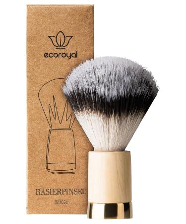 Ecoroyal Shaving Brush I Imitation Badger Hair I Shaving Brush for Men and Women I Vegan Shaving Brush (Beige)