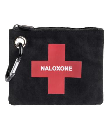 W WILKEN Canvas Bag with Zipper Pouch for Naloxone Nasal Spray and Naloxone Opioid Overdose Kits - Holds Two Naloxone Nasal Spray and Accessories. Naloxone Nasal Spray Not Included (Black  1 Unit) Black 1 Unit