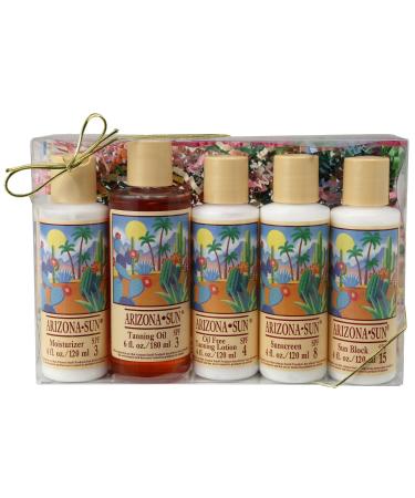 Gift Set Includes Five - 4 oz. Sun Protection Lotions - Moisturizer - Tanning Oil SPF 8 - SPF 15 SPF 30 - Great Gift Idea for Any Occasion - Birthday