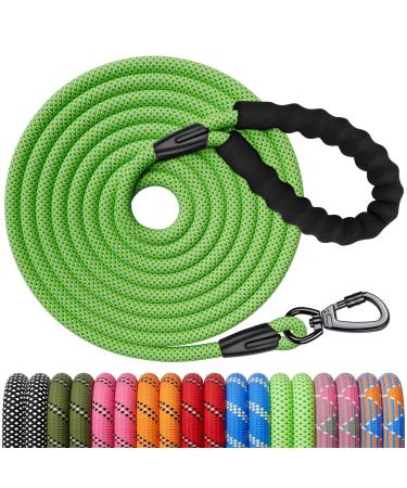 Kdsvakd Training Lead For Dogs 4.5m / 15ft Long Rope Dog Lead with carabiner clip and padded handle Recall Durable Lead Duty Check Cord For Puppy Small Medium Large Dog Green 4.5M/15FT Green