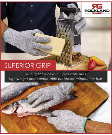 Rockland Guard Oyster Shucking Set - Level 5 Cut Resistant Gloves with Stainless Steel Knife - Buy Online on GoSupps.com