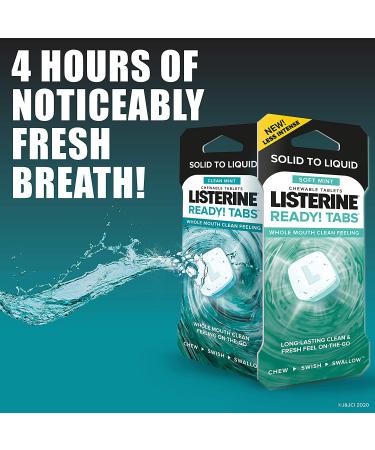 Listerine Ready! Tabs Mint Chewable Tablets - 4-Hour Fresh Breath On-The-Go - Sugar-Free & Alcohol-Free - 16 Count - Buy Online on GoSupps.com