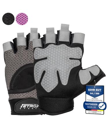 NetroxSports Fitness Gloves Light and breathable for men and women |Riding gloves for strength training & bicycle |Gym Workout Gloves |Sport fitness gloves sports gloves gray l