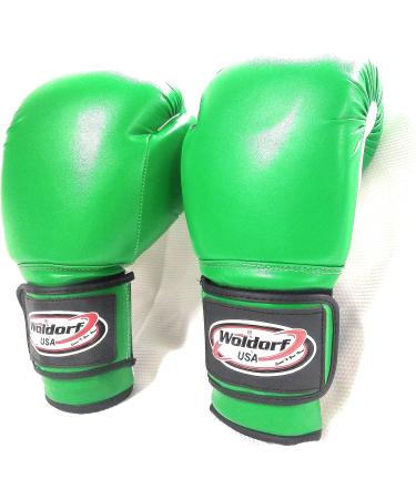 Woldorf USA Water Resistant Nylon Boxing Gloves Kickboxing Muay Thai Punching Bag Gloves - 16oz Vinyl Green - Buy Online on GoSupps.com