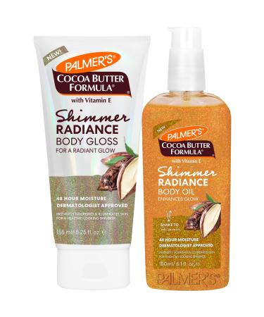 Palmer s Cocoa Butter Formula Shimmer Radiance Duo Body Gloss Lotion (5.25 Fl Oz) + Shimmer Body Oil (5.1 Fl Oz) Nourishing & Hydrating 48Hr Moisture