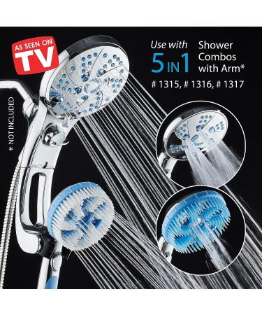 AquaCare 3-pc. Brush Head Set for Aquassage Hand Shower - Soft Body & Hair Brush, Wall Holder - 100% Hygienic Material, Eliminate Odors & Biofilm Buildup - Blue - Buy Online on GoSupps.com