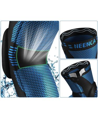 NEENCA Medical Grade Knee Brace Compression Sleeve for Men Women - Patella Gel Pads, Stabilizers - Joint Pain Relief, Meniscus Tear Support - M Blue - Buy Online on GoSupps.com