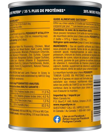 PEDIGREE High Protein Adult Wet Dog Food - Beef & Lamb Flavour in Gravy 375g 12 cans - Buy Online on GoSupps.com